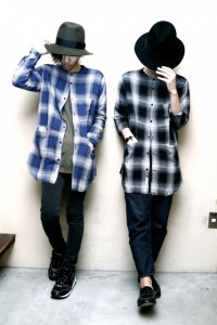 VICTIM取り扱い VICTIM新潟 VICTIM通販 VICTIM : NO COLLAR CHECK SHIRTS BLK (SIZE M 着用)  VICTIM×CA4LA FELT HATBLK (SIZE M 着用)